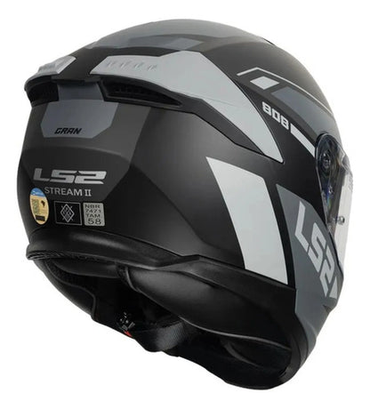 Capacete LS2 FF808 Stream II Gran com Óculos Solar Interno Preto Cinza Fosco