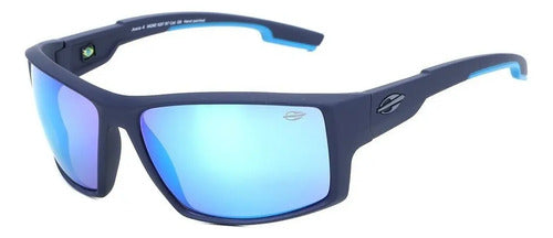 Óculos De Sol Mormaii Solar Joaca 4 Azul Fosco Com Detalhes Azuis Lente Espelhada Azul Curvado