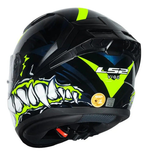 Capacete LS2 FF810 Vigo Sarbul Preto Amarelo Azul Brilhante