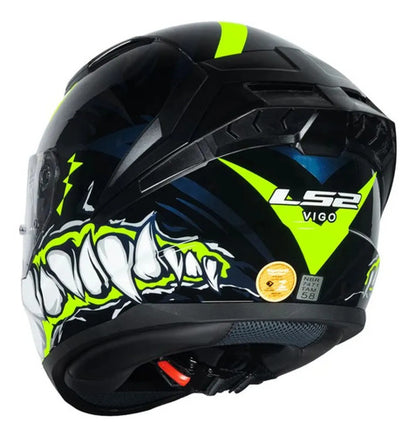 Capacete LS2 FF810 Vigo Sarbul Preto Amarelo Azul Brilhante