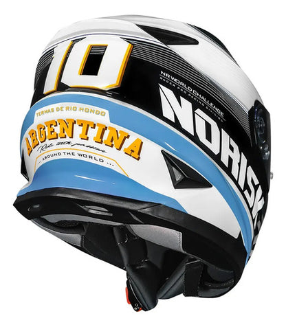 Capacete Norisk FF302 Soul II Grand Prix Argentina com Óculos Solar Interno Azul Branco