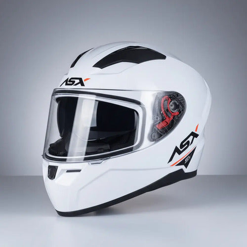 Capacete ASX City SV Solid com Óculos Solar Interno Branco Vermelho Preto Brilhante