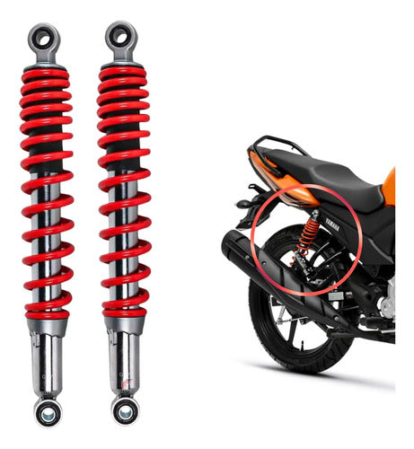 Par de Amortecedores Traseiros Smartfox Yamaha Factor 125 Fazer Factor 150 Cromado