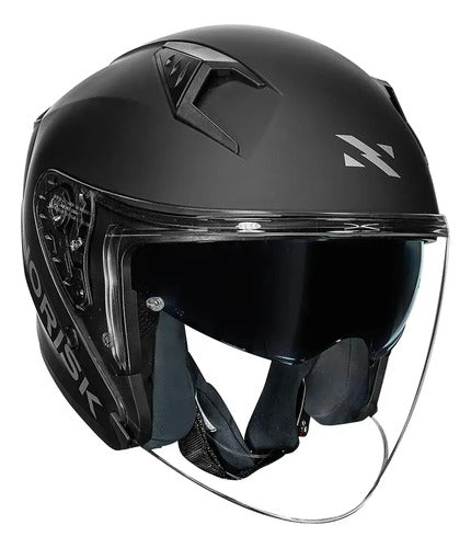 Capacete Aberto Norisk Downtown II Solid com Óculos Solar Interno Preto Fosco