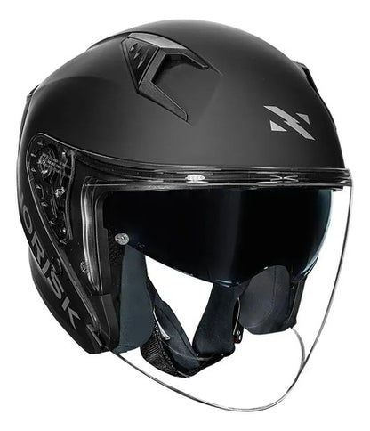 Capacete Aberto Norisk Downtown II Solid com Óculos Solar Interno Preto Fosco