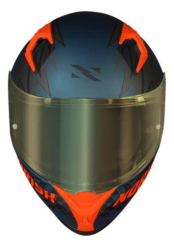 Capacete Norisk Flow Daytona com 2 Viseiras e Spoiler Azul Laranja Fosco