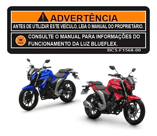 Adesivo de Advertência do Tanque Yamaha Fazer Crosser 150 Fz25 Lander 250 2019 a 2024
