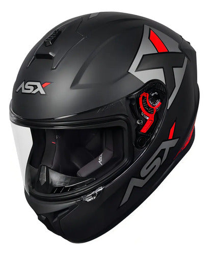 Capacete ASX Draken Concept Cinza Prata Vermelho Fosco