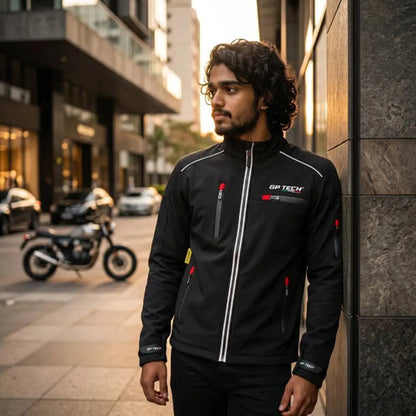 Jaqueta GP Tech Soft Casual Resistente à Água Masculina Preto Vermelho