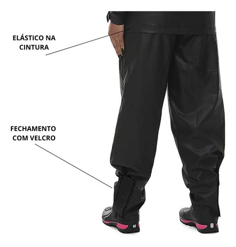 Capa de Chuva Conjunto Pantaneiro PVC com Gola Feminina Preto