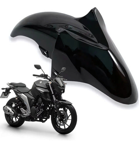 Paralama Dianteiro Paramotos Yamaha Fazer Fz25 250 2018 a 2025 Preto Brilhante