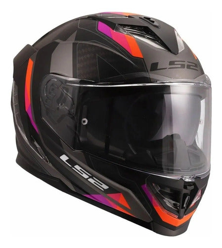 Capacete LS2 FF818 Storm III Sporty com Óculos Solar Interno Cinza Roxo Fosco