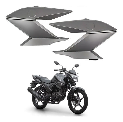 Par de Guias de Ar Abas do Tanque Paramotos Yamaha Fazer 150 2016 a 2021 Cinza Fosco