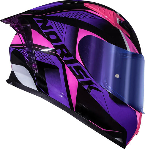 Capacete Norisk Flow Pulse com Spoiler Roxo Rosa Tamanho 56/S