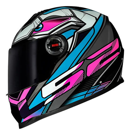 Capacete LS2 FF358 Xdron Ciano Rosa Brilhante