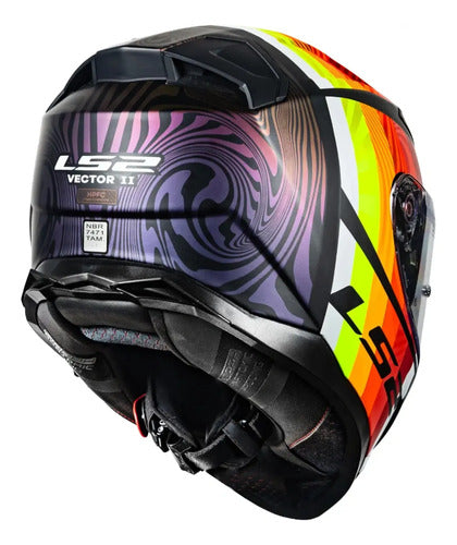 Capacete LS2 FF811 Vector II Freedom com Óculos Solar Interno Preto Laranja Fosco