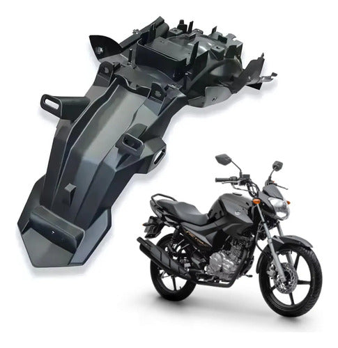 Paralama Traseiro Suporte de Placa Paramotos Yamaha Factor Fazer 150 Preto