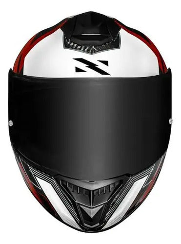 Capacete Norisk Carbon R Team com 2 Viseiras e Spoiler Vermelho Branco Brilhante Tamanho 58/M