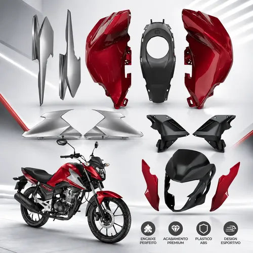 Kit Carenagem Completo Paramotos Honda Cg 160 Titan 2025 em diante Vermelho Perolizado