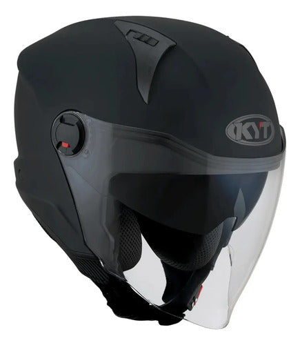 Capacete Aberto KYT D-City Solid com Óculos Solar Interno Preto Fosco