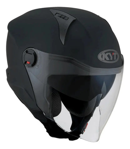Capacete Aberto KYT D-City Solid com Óculos Solar Interno Preto Fosco