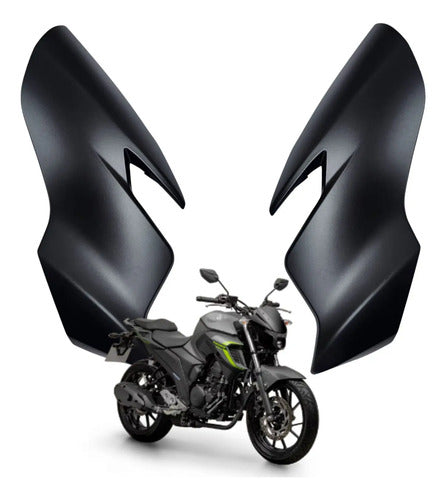 Par de Carenagens Laterais do Farol Paramotos Yamaha Fazer Fz25 250 2022 a 2024 Cinza Fosco