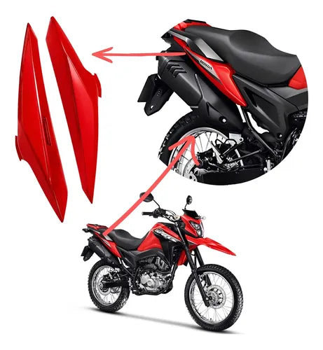 Par de Tampas Laterais Traseiras Paramotos Honda Bros 160 2025 em diante Vermelho