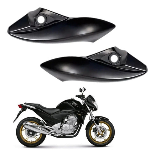 Par de Bananinhas Carenagens Laterais do Farol Paramotos Honda Cb 300r 2009 em diante Preto Fosco