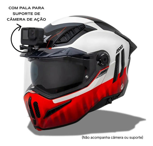 Capacete Escamoteável Axxis Ghostfighter SV Grid Branco Vermelho Brilhante Tamanho 60