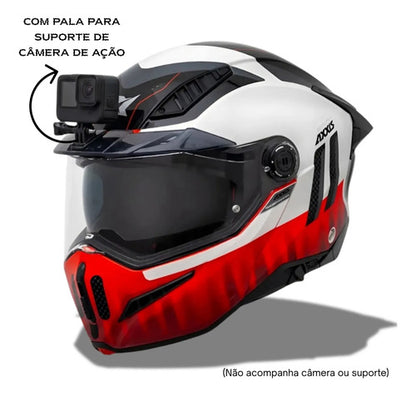 Capacete Escamoteável Axxis Ghostfighter SV Grid Branco Vermelho Brilhante Tamanho 60