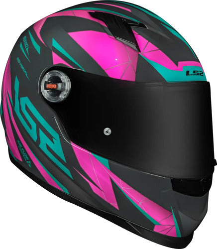 Capacete LS2 FF358 Draze Cinza Rosa Verde Brilhante