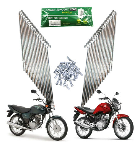 Jogo de Raios Smartfox Honda Cg 125 150 Titan Fan 4 mm Zincado