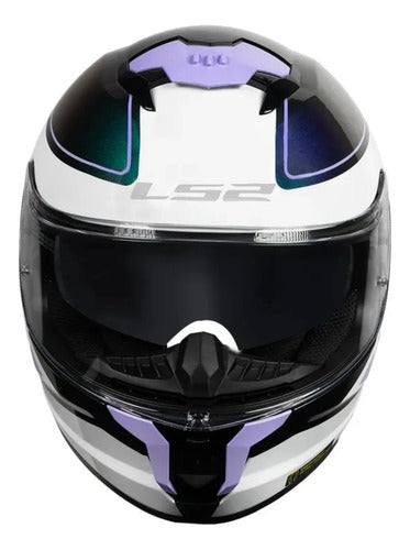 Capacete LS2 FF808 Stream II Gran Camaleão com Óculos Solar Interno Lilás Brilhante Tamanho 60/L