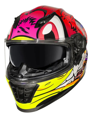 Capacete Norisk FF302 Soul II Loko com Óculos Solar Interno Vermelho