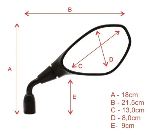Par de Retrovisores GVS RVG Haste Curta Universal Rosca Honda Lente Convexa