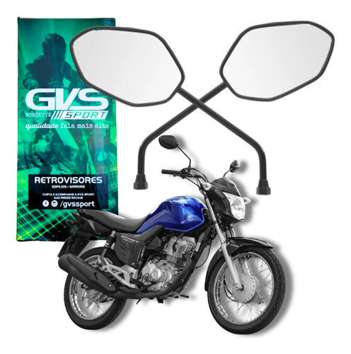 Par de Retrovisores GVS Honda Cg 125 150 160 Titan Fan Start