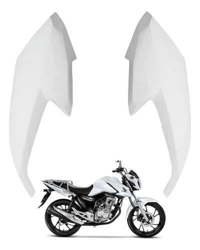 Par de Aletas Abas do Tanque Paramotos Honda Cg 160 Fan Start 2022 a 2024 Branco