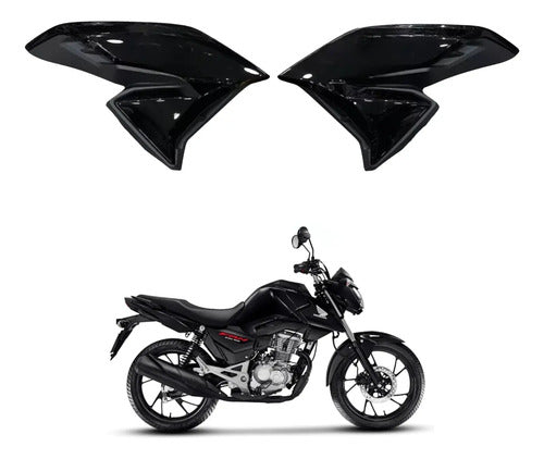 Par de Abas do Tanque Paramotos Honda Cg 160 Fan 2022 em diante Preto Brilhante