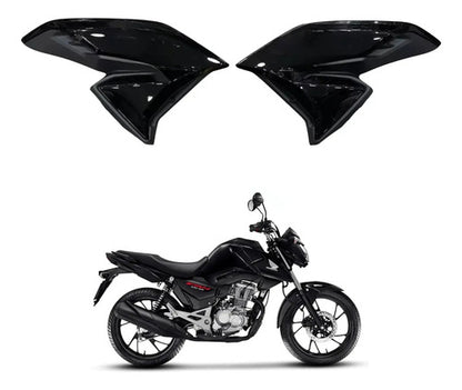 Par de Abas do Tanque Paramotos Honda Cg 160 Fan 2022 em diante Preto Brilhante