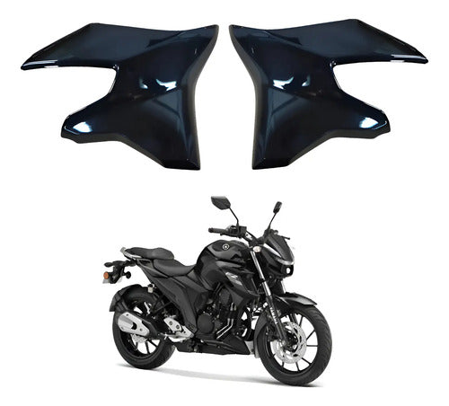 Par de Abas do Tanque Inferiores Paramotos Yamaha Fazer Fz25 250 2018 a 2025 Preto Brilhante