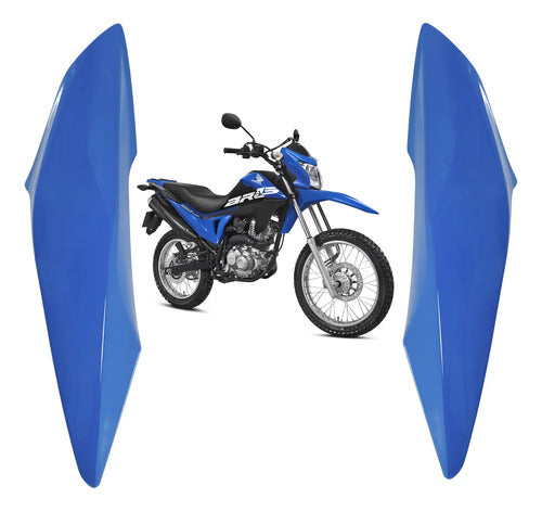 Par de Aletas Abas do Tanque Paramotos Honda Bros 160 2015 a 2021 Azul