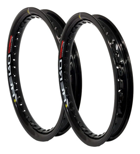 Par de Aros de Roda Aero Slim Monaco Honda Bros 160 Xre 190 19x70 2.15 e 17x70 2.15 Preto Brilhante