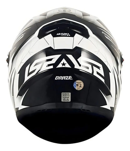 Capacete LS2 FF358 Draze Preto Branco Brilhante