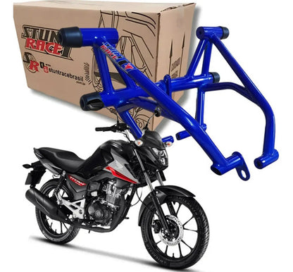 Protetor de Motor Stunt Race Honda Cg 160 Titan Fan Start Cargo 2016 a 2025 Azul Metálico