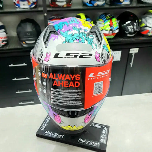 Capacete LS2 FF358 Dreamcatcher Rosa Prata Azul Brilhante