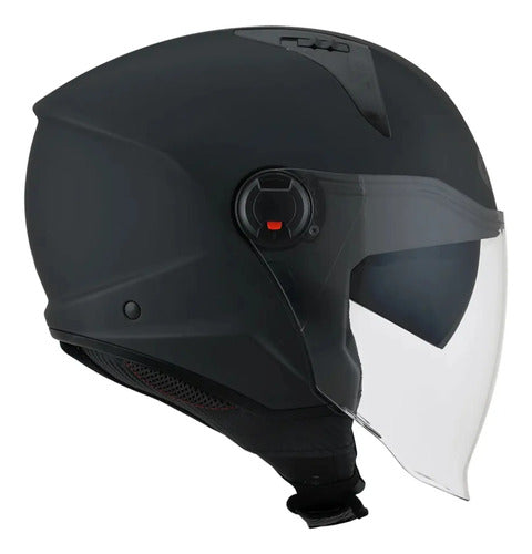 Capacete Aberto KYT D-City Solid com Óculos Solar Interno Preto Fosco