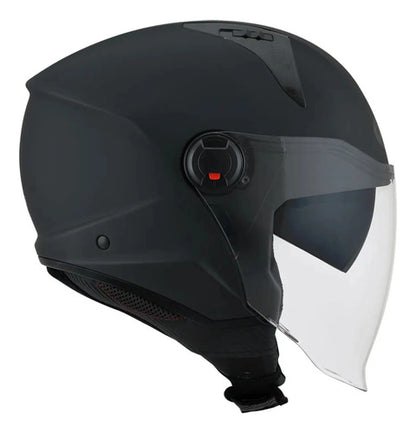 Capacete Aberto KYT D-City Solid com Óculos Solar Interno Preto Fosco