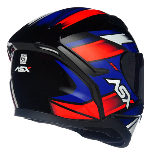 Capacete ASX City Start Preto Vermelho Azul Brilhante