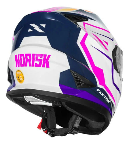 Capacete Norisk FF302 Soul II Factor com Óculos Solar Interno Branco Rosa Brilhante