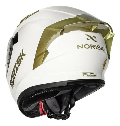Capacete Norisk Flow Solid com Spoiler Branco Dourado Brilhante